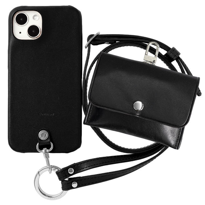 Genuine Leather Tochigi Leather 3-Piece Set A Earphone Case &amp; Ring Shoulder Strap Included Back Case
