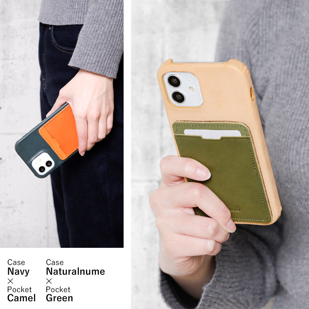 本革 栃木レザー カード収納 ポケット付き 背面ケース iPhoneシリーズ