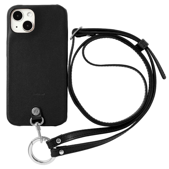 本革 栃木レザー リングショルダーストラップ(金具調整あり)付き 背面ケース iPhoneシリーズ