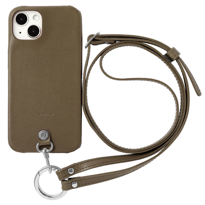 本革 栃木レザー リングショルダーストラップ(金具調整あり)付き 背面ケース iPhoneシリーズ