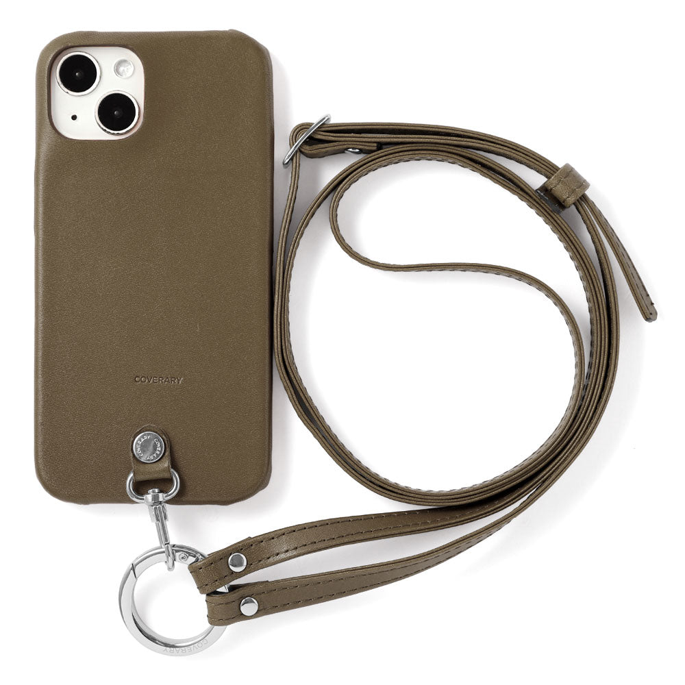 本革 栃木レザー リングショルダーストラップ(金具調整あり)付き 背面ケース iPhoneシリーズ