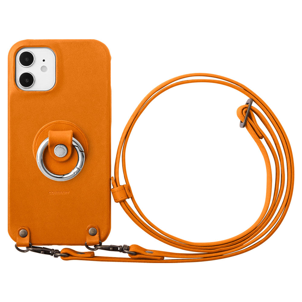 Coque arrière en cuir véritable en cuir Tochigi avec anneau pour smartphone et bandoulière pour la série Xperia