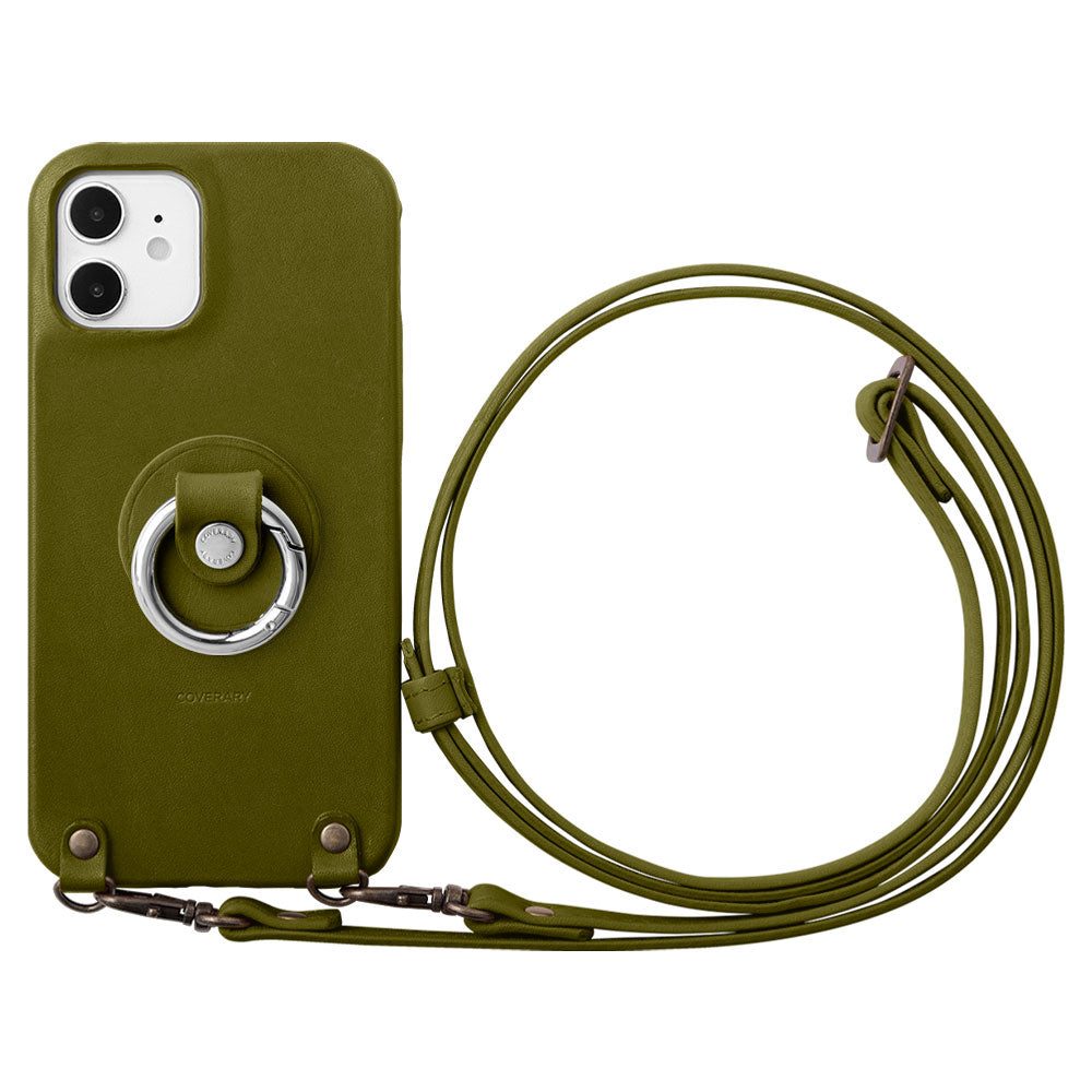 Genuine leather Tochigi leather smartphone ring with shoulder strap back case AQUOS series