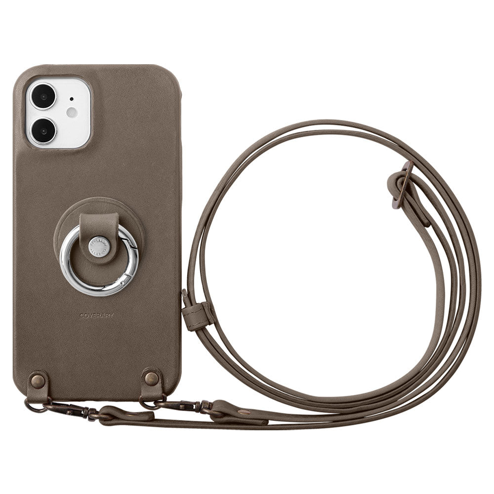 本革 栃木レザー スマホリング ショルダーストラップ付き 背面ケース iPhoneシリーズ