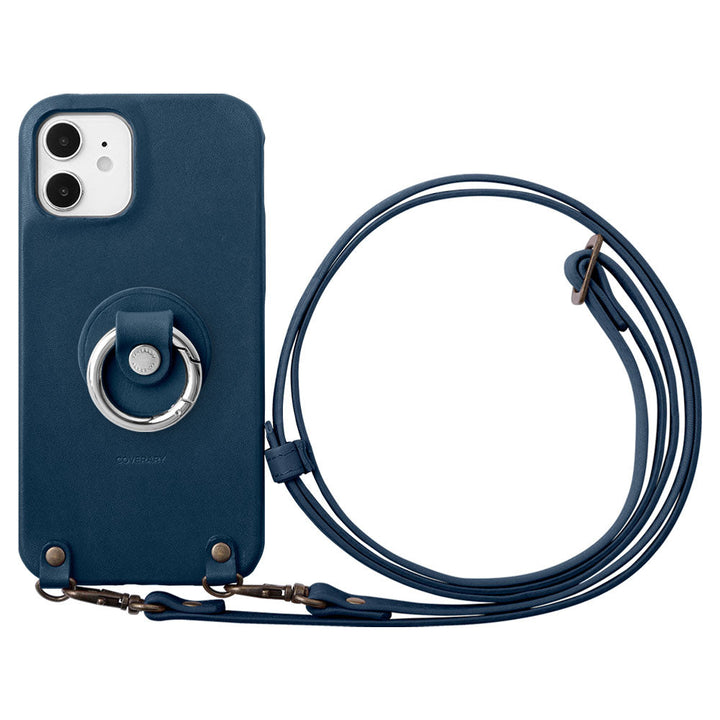 Coque arrière en cuir véritable en cuir Tochigi avec anneau pour smartphone et bandoulière pour la série Xperia