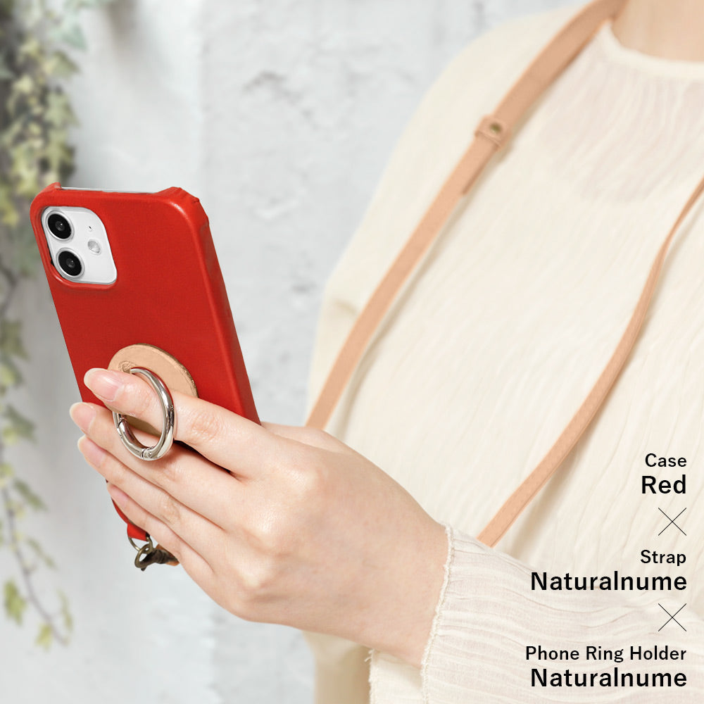 Genuine leather Tochigi leather smartphone ring with shoulder strap back case AQUOS series