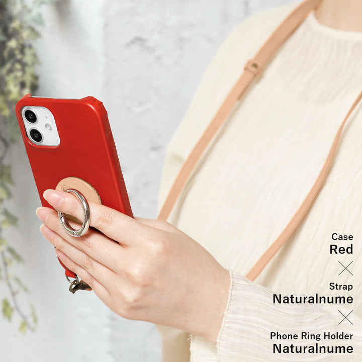 Genuine leather Tochigi leather smartphone ring with shoulder strap back case AQUOS series