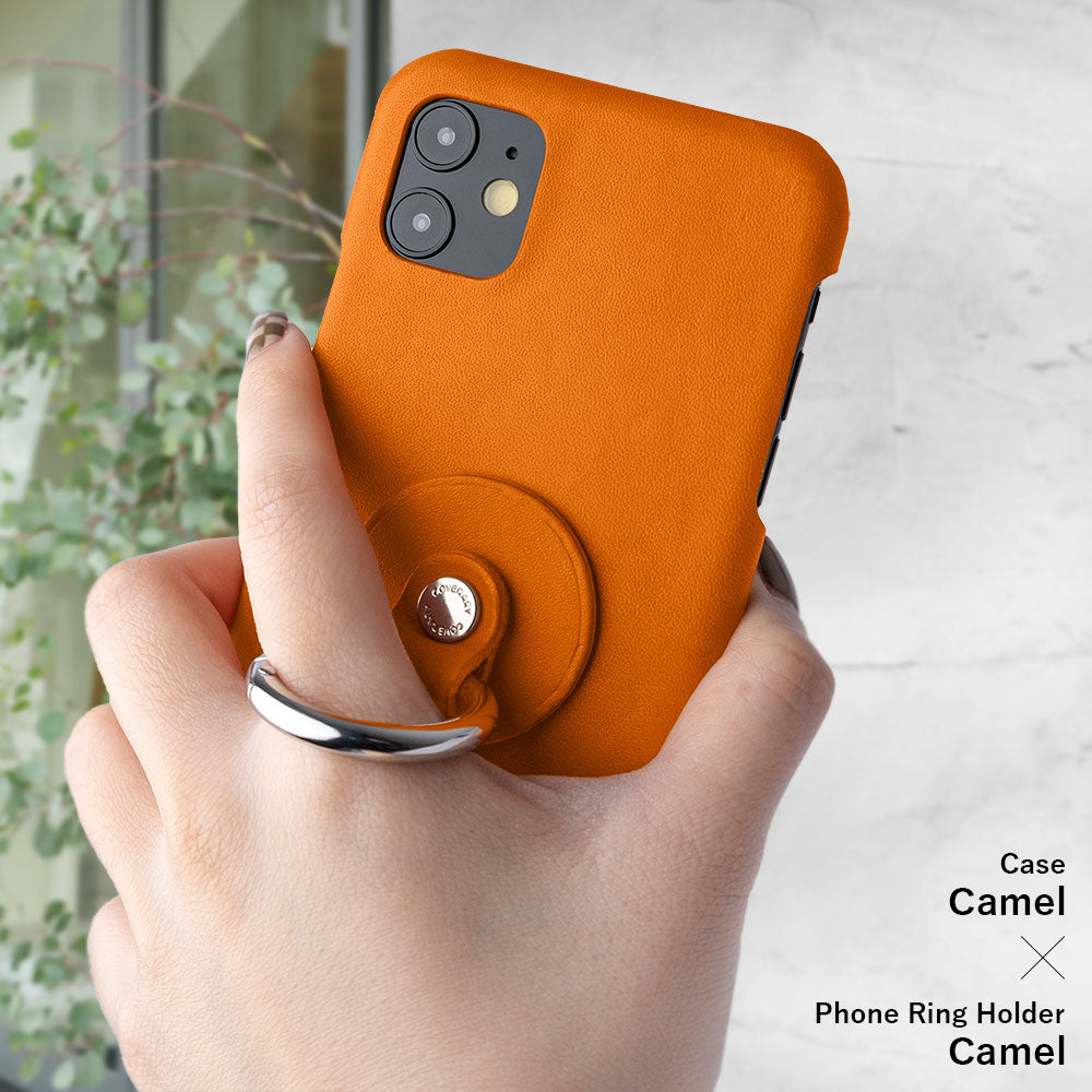 本革 栃木レザー スマホリング ショルダーストラップ付き 背面ケース iPhoneシリーズ