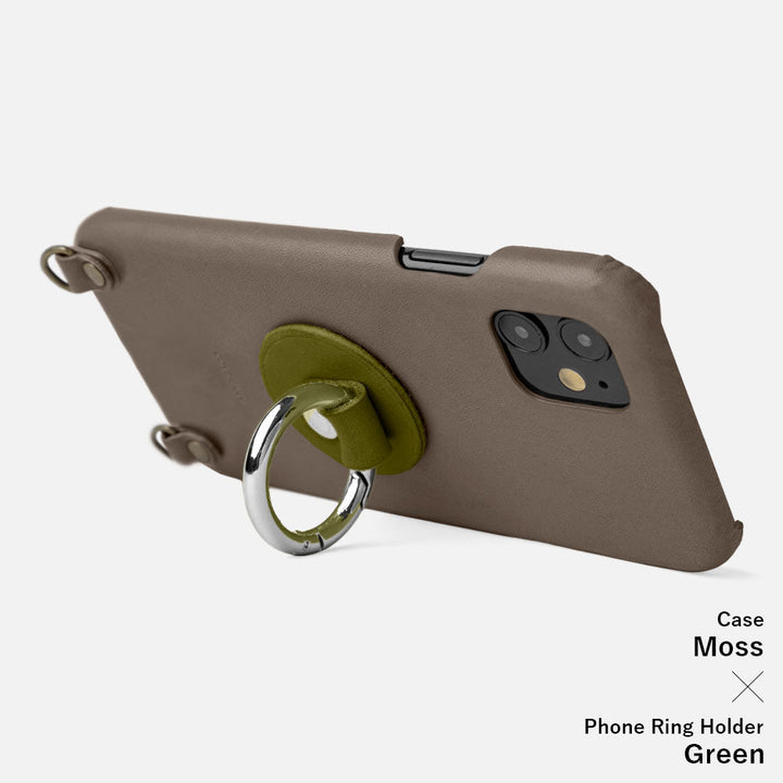 本革 栃木レザー スマホリング ショルダーストラップ付き 背面ケース iPhoneシリーズ