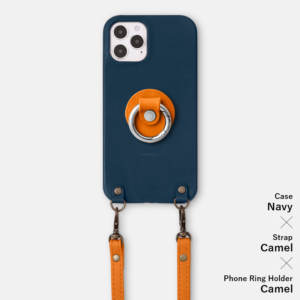 Coque arrière en cuir véritable en cuir Tochigi avec anneau pour smartphone et bandoulière pour la série Xperia