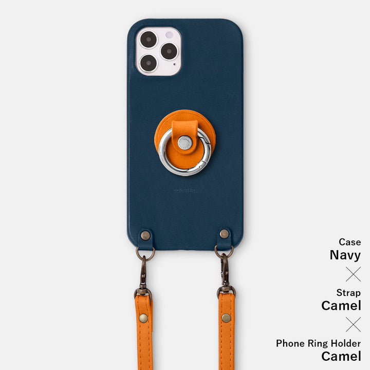 Genuine leather Tochigi leather smartphone ring with shoulder strap back case AQUOS series