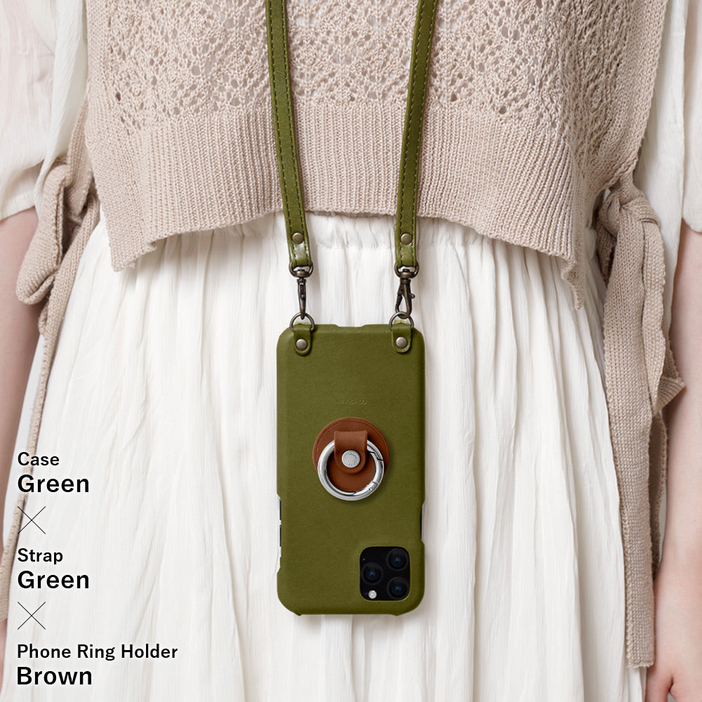 本革 栃木レザー スマホリング ショルダーストラップ付き 背面ケース Google Pixelシリーズ