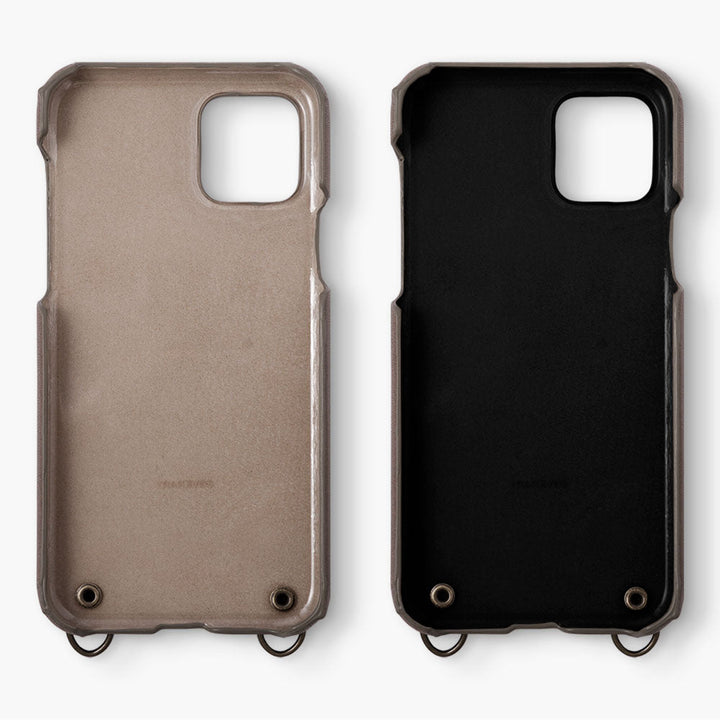 Genuine leather Tochigi leather smartphone ring with shoulder strap back case AQUOS series