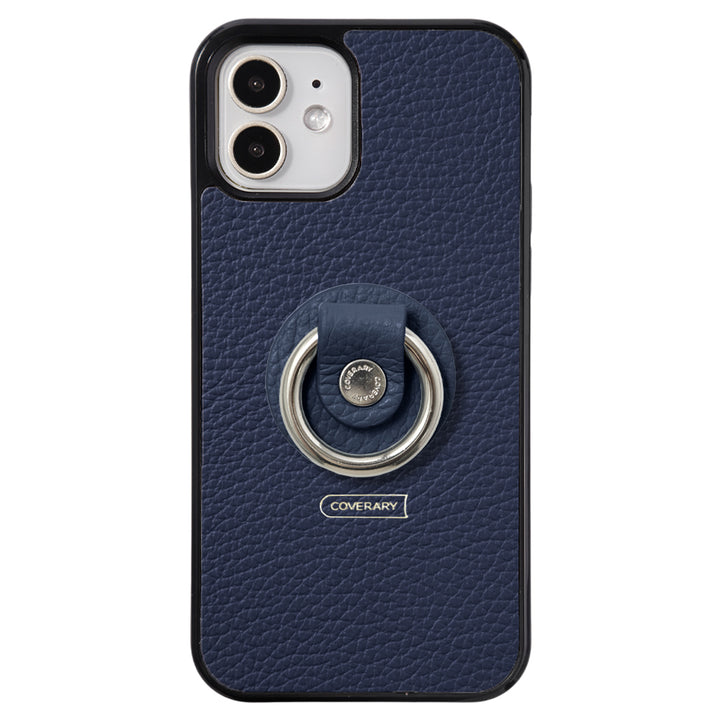 Cuir véritable 32 couleurs cuir italien grainé avec anneau pour smartphone coque arrière (type à coller uniquement à l'arrière)