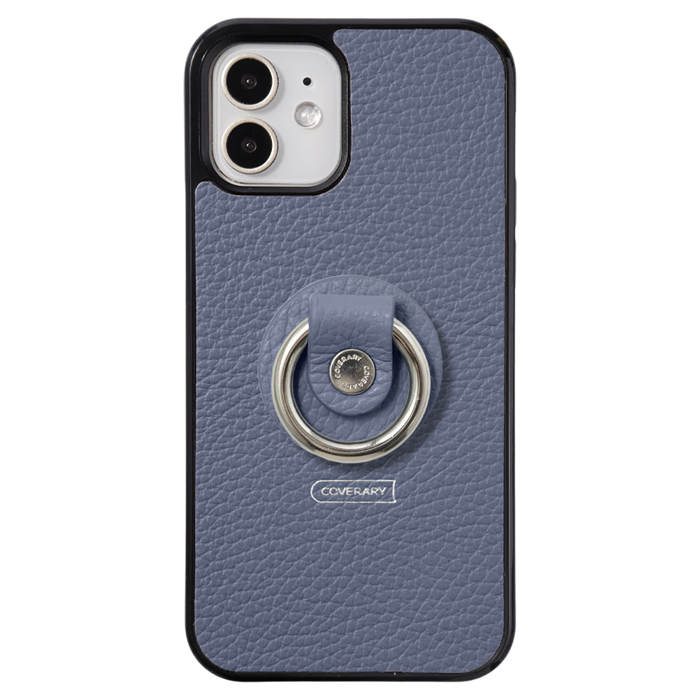 Cuir véritable 32 couleurs cuir italien grainé avec anneau pour smartphone coque arrière (type à coller uniquement à l'arrière)