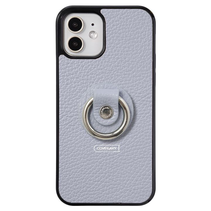 Cuir véritable 32 couleurs cuir italien grainé avec anneau pour smartphone coque arrière (type à coller uniquement à l'arrière)