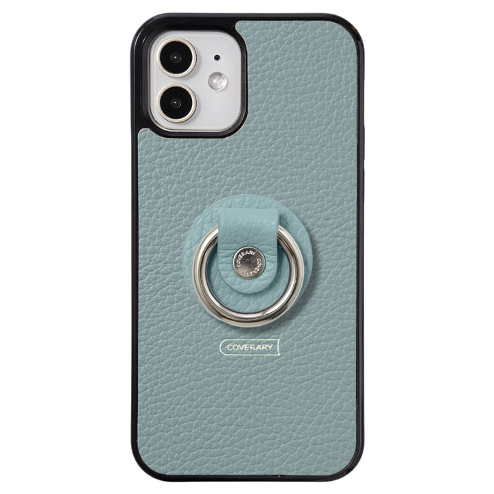 Cuir véritable 32 couleurs cuir italien grainé avec anneau pour smartphone coque arrière (type à coller uniquement à l'arrière)