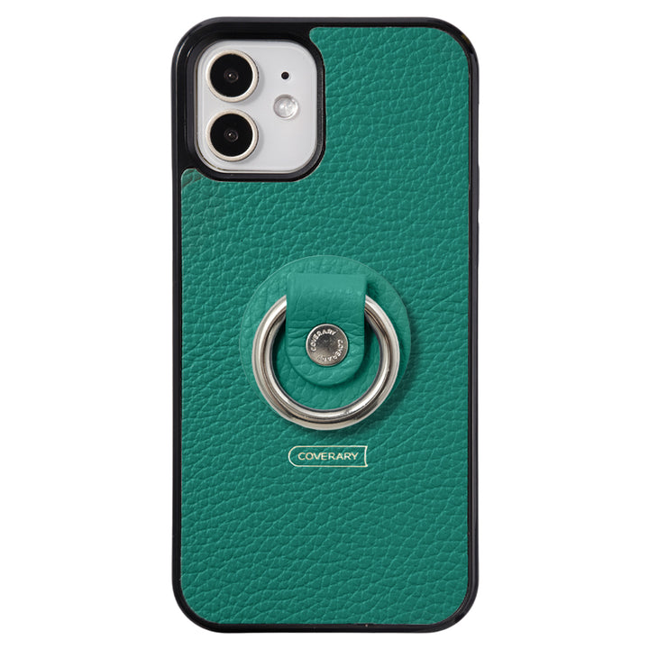 Cuir véritable 32 couleurs cuir italien grainé avec anneau pour smartphone coque arrière (type à coller uniquement à l'arrière)