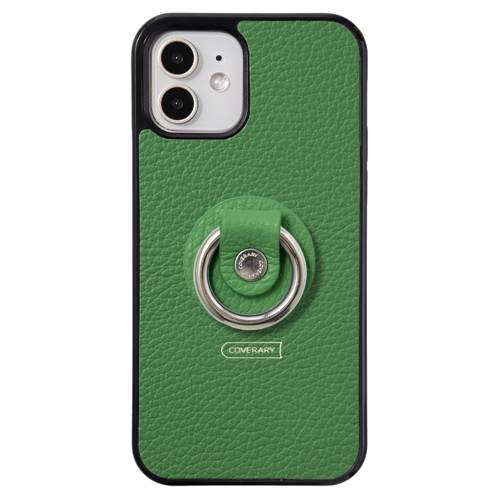 Cuir véritable 32 couleurs cuir italien grainé avec anneau pour smartphone coque arrière (type à coller uniquement à l'arrière)
