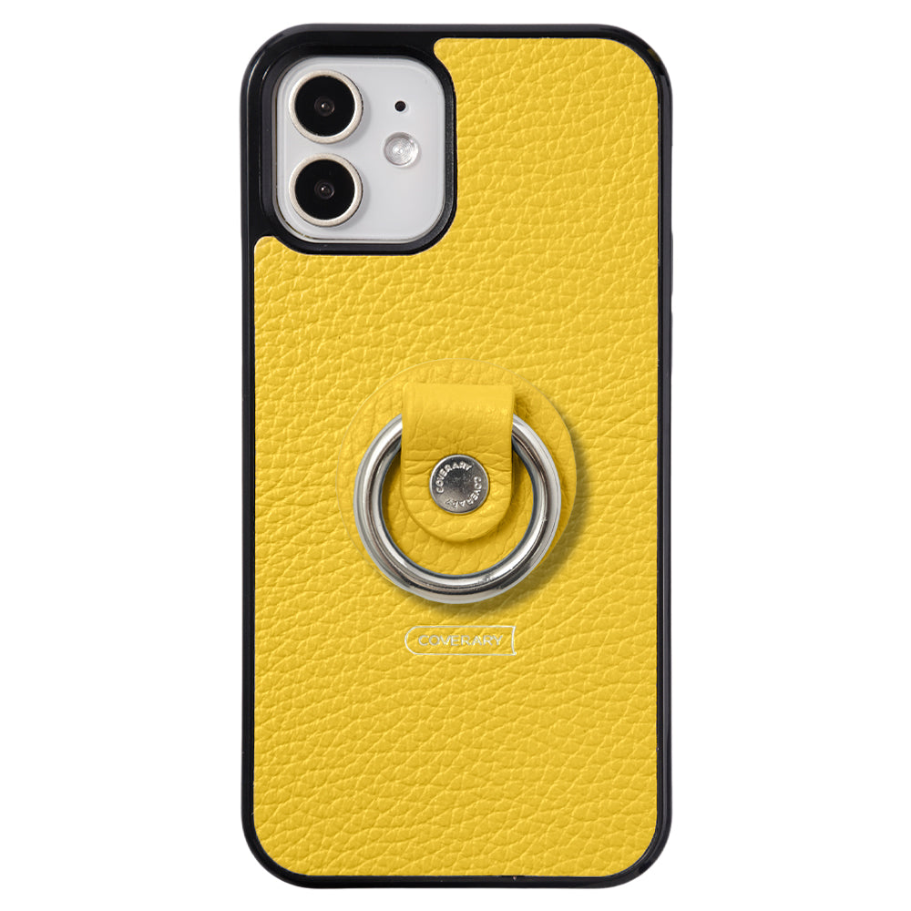 Cuir véritable 32 couleurs cuir italien grainé avec anneau pour smartphone coque arrière (type à coller uniquement à l'arrière)