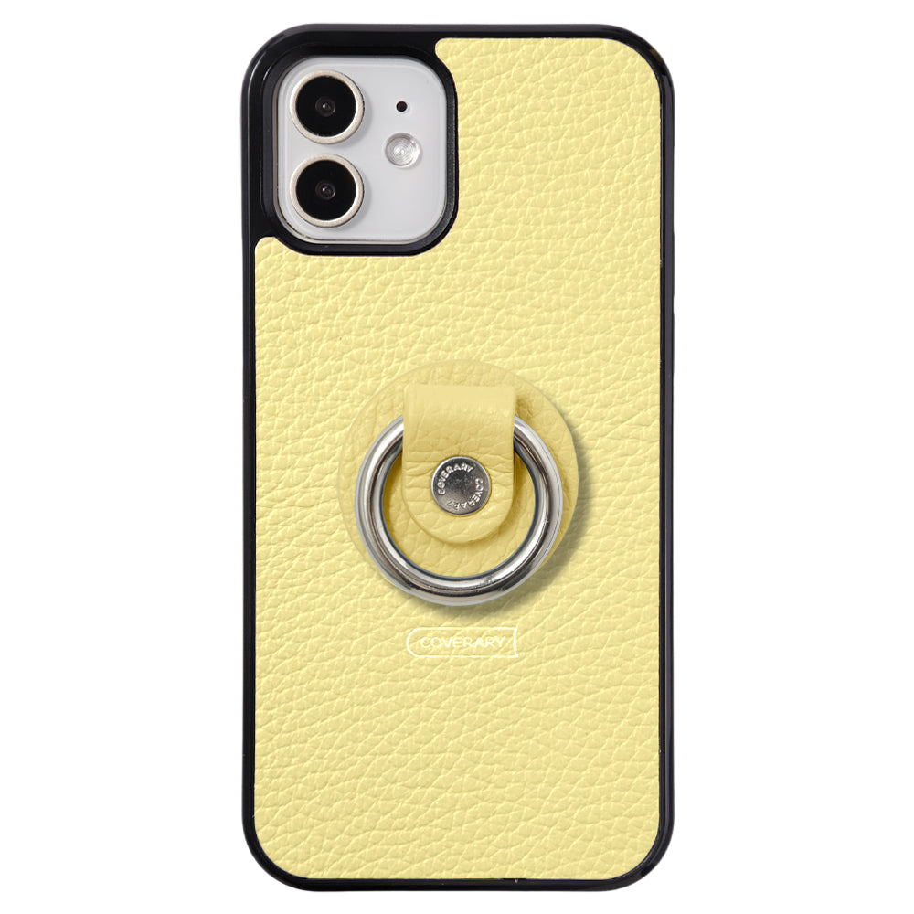 Cuir véritable 32 couleurs cuir italien grainé avec anneau pour smartphone coque arrière (type à coller uniquement à l'arrière)