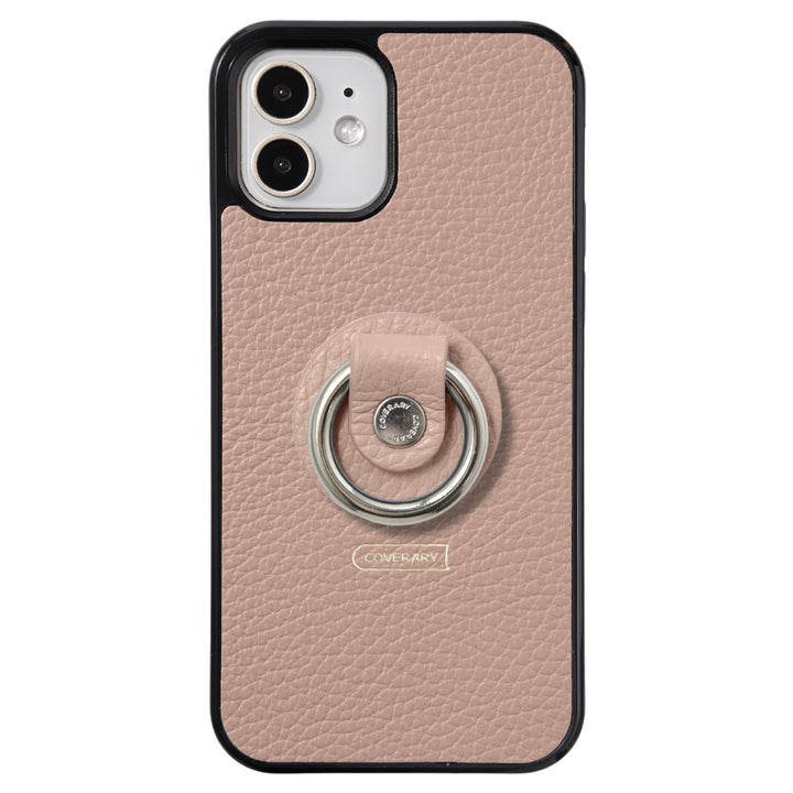 Cuir véritable 32 couleurs cuir italien grainé avec anneau pour smartphone coque arrière (type à coller uniquement à l'arrière)