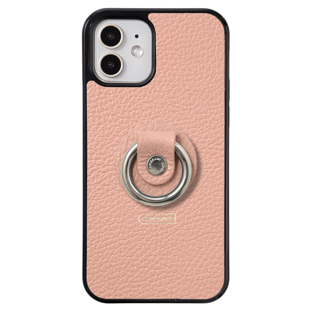 Cuir véritable 32 couleurs cuir italien grainé avec anneau pour smartphone coque arrière (type à coller uniquement à l'arrière)