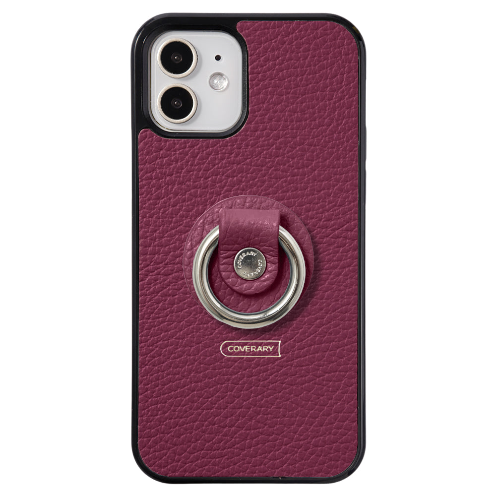 Cuir véritable 32 couleurs cuir italien grainé avec anneau pour smartphone coque arrière (type à coller uniquement à l'arrière)