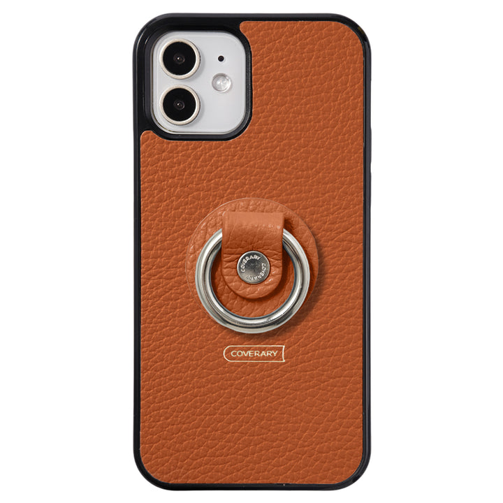 Cuir véritable 32 couleurs cuir italien grainé avec anneau pour smartphone coque arrière (type à coller uniquement à l'arrière)