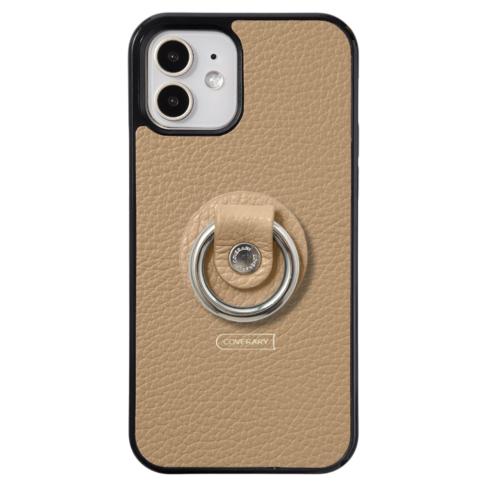 Cuir véritable 32 couleurs cuir italien grainé avec anneau pour smartphone coque arrière (type à coller uniquement à l'arrière)