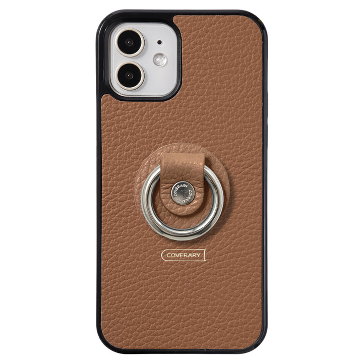 Cuir véritable 32 couleurs cuir italien grainé avec anneau pour smartphone coque arrière (type à coller uniquement à l'arrière)