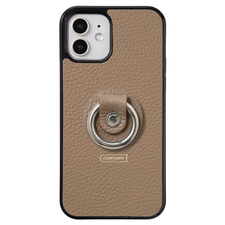 Cuir véritable 32 couleurs cuir italien grainé avec anneau pour smartphone coque arrière (type à coller uniquement à l'arrière)