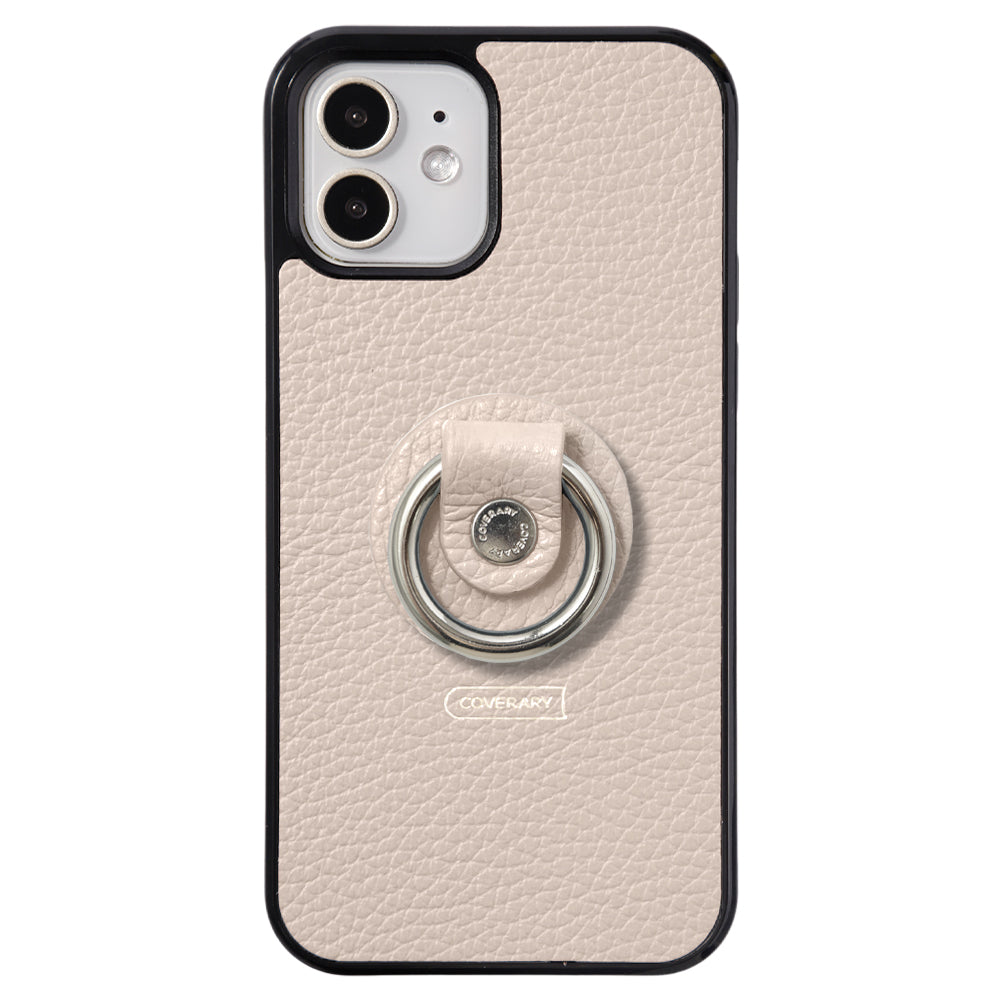 Cuir véritable 32 couleurs cuir italien grainé avec anneau pour smartphone coque arrière (type à coller uniquement à l'arrière)
