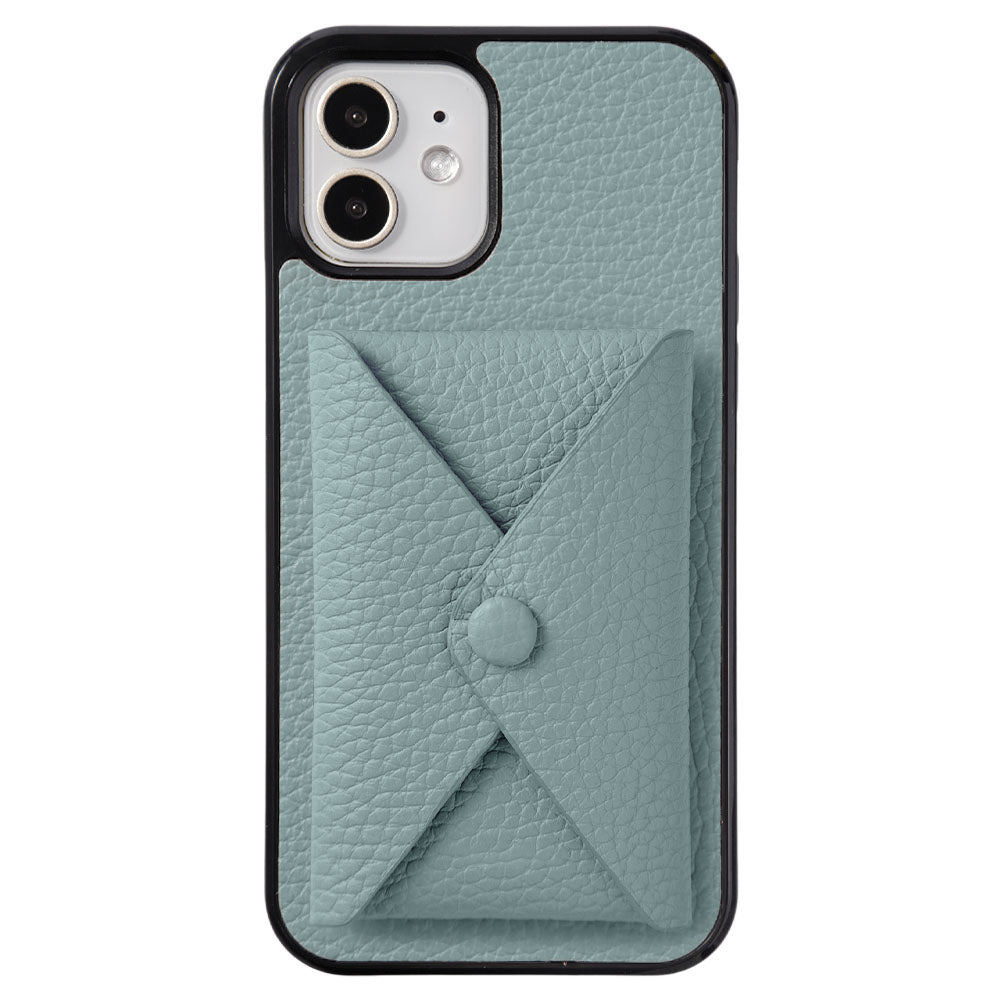 本革 32色 イタリアンシュリンクレザー 蓋ありポケット付き 背面ケース（背面だけ貼り付けタイプ）