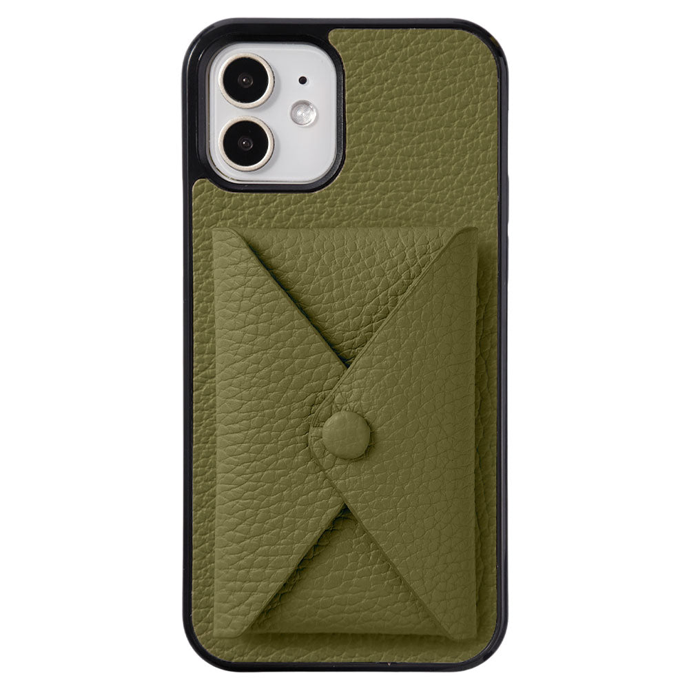 本革 32色 イタリアンシュリンクレザー 蓋ありポケット付き 背面ケース（背面だけ貼り付けタイプ）