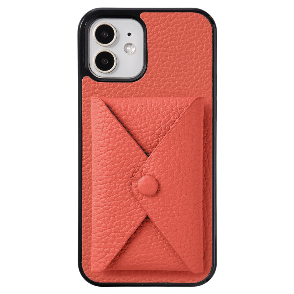 本革 32色 イタリアンシュリンクレザー 蓋ありポケット付き 背面ケース（背面だけ貼り付けタイプ）