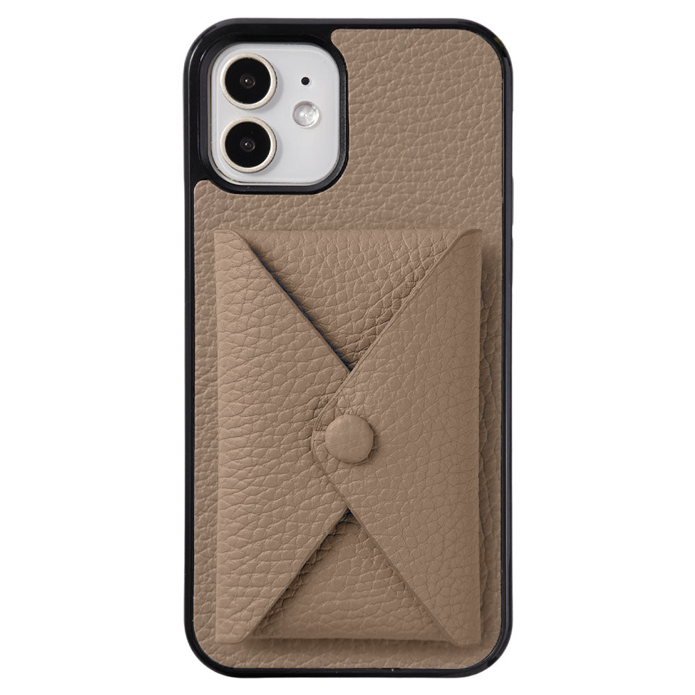 本革 32色 イタリアンシュリンクレザー 蓋ありポケット付き 背面ケース（背面だけ貼り付けタイプ）