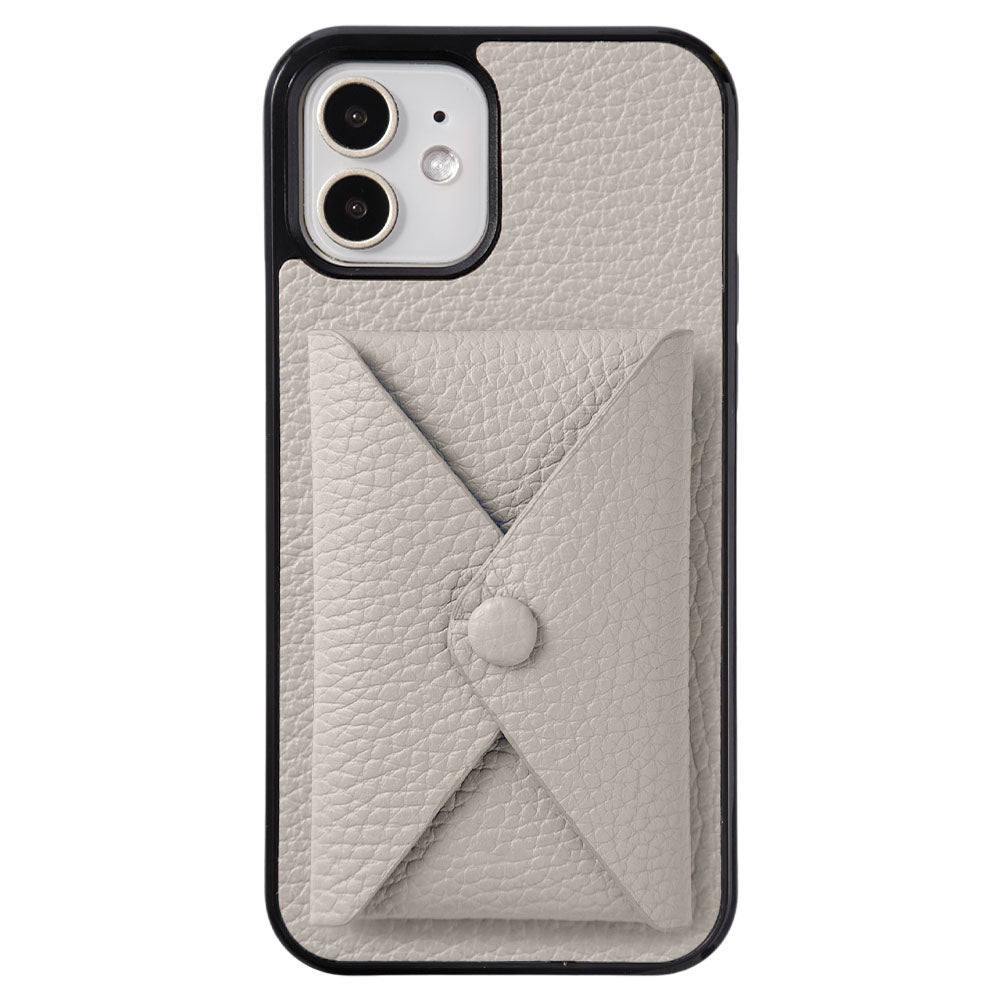 本革 32色 イタリアンシュリンクレザー 蓋ありポケット付き 背面ケース（背面だけ貼り付けタイプ）