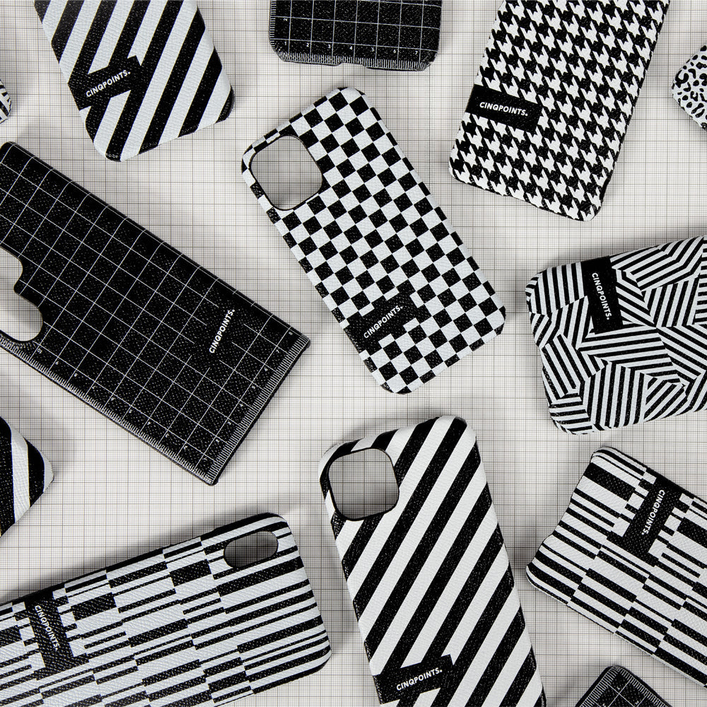 Cinqpoints 03_GRID 本革 コラボ背面ケース