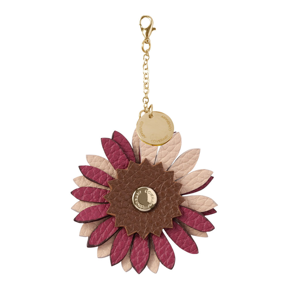 Accessoire cuir véritable cuir italien grainé charme fleur