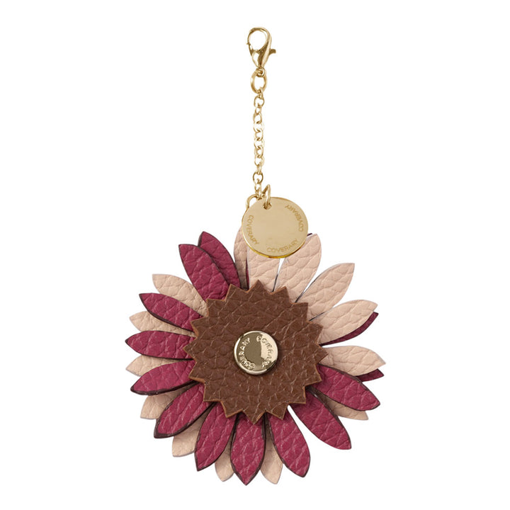 Accessoire cuir véritable cuir italien grainé charme fleur