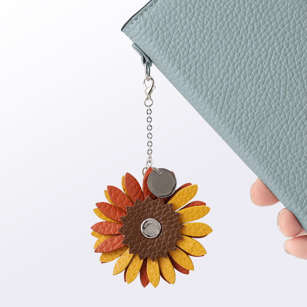 Accessoire cuir véritable cuir italien grainé charme fleur