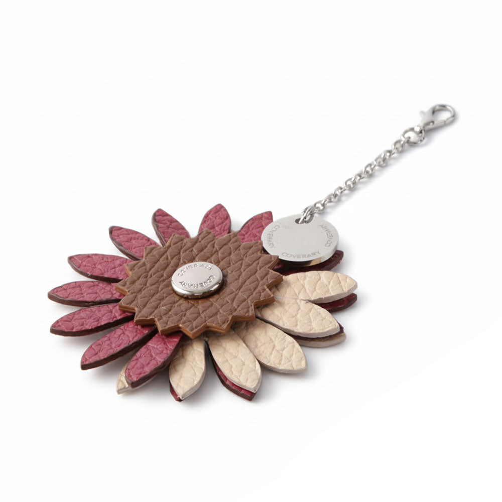 Accessoire cuir véritable cuir italien grainé charme fleur