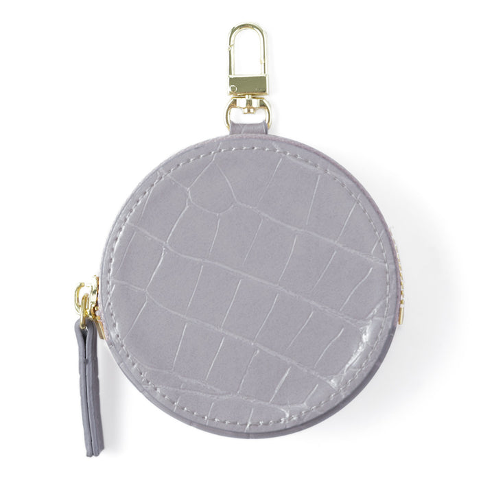 Vegan leather crocodile pattern pastel round pouch