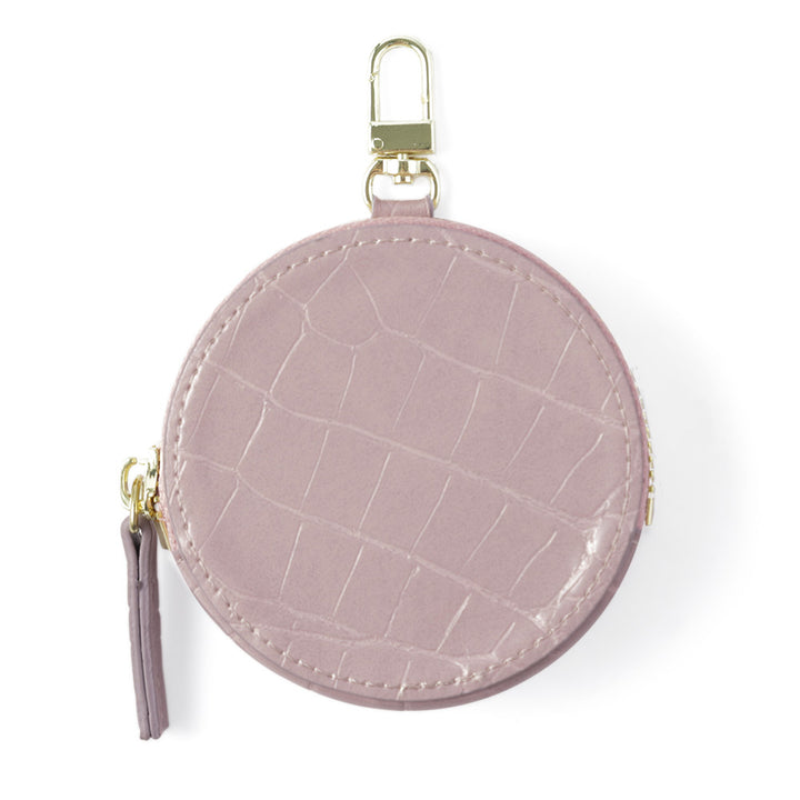 Vegan leather crocodile pattern pastel round pouch