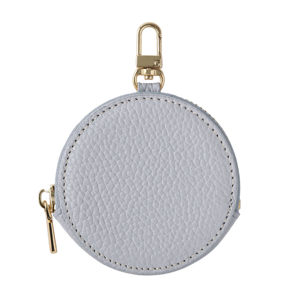 Pochette ronde en cuir véritable italien grainé