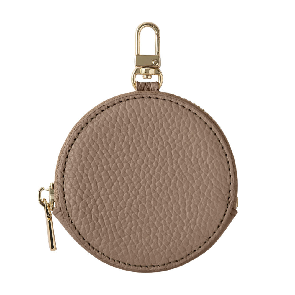 Pochette ronde en cuir véritable italien grainé