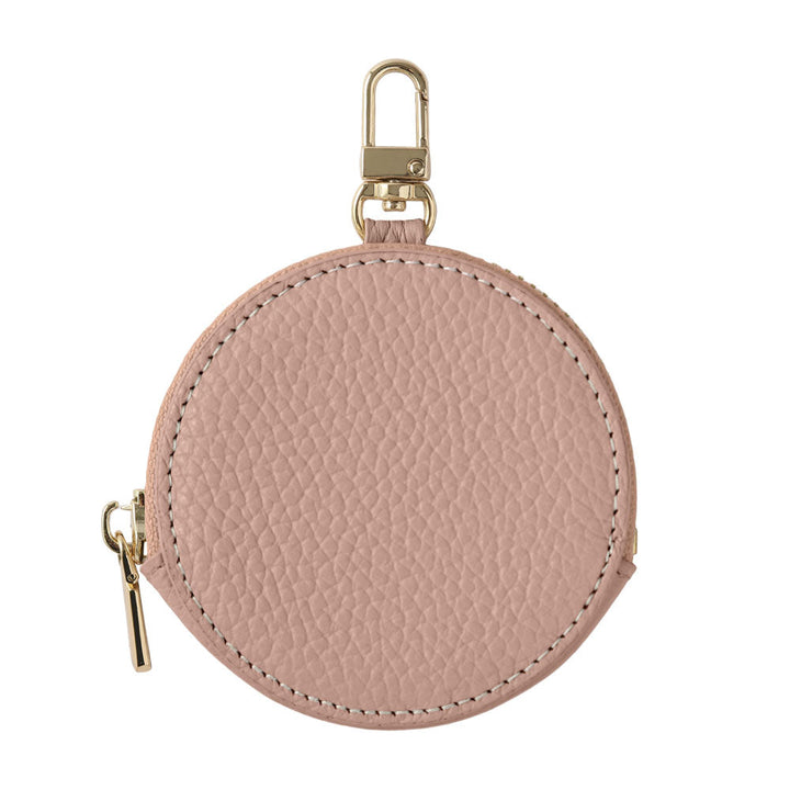 Pochette ronde en cuir véritable italien grainé