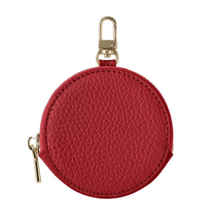 Pochette ronde en cuir véritable italien grainé