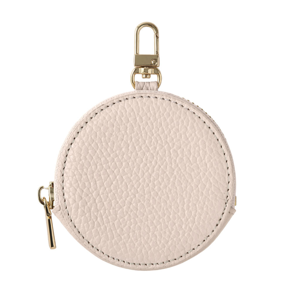 Pochette ronde en cuir véritable italien grainé